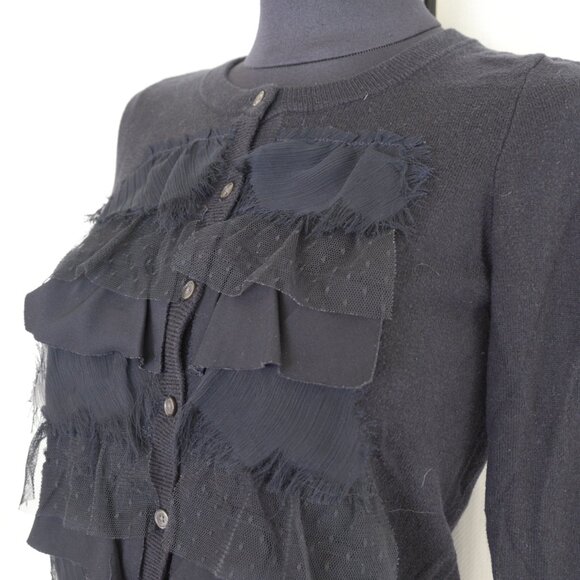 Vintage Y2K Abercrombie & Fitch Ruffle Lace Babydoll Cardigan Sweater Sz S - Picture 8 of 9